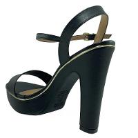 Sandália Meia Pata Vizzano Salto Grosso Alto Feminina - Preto e Dourado