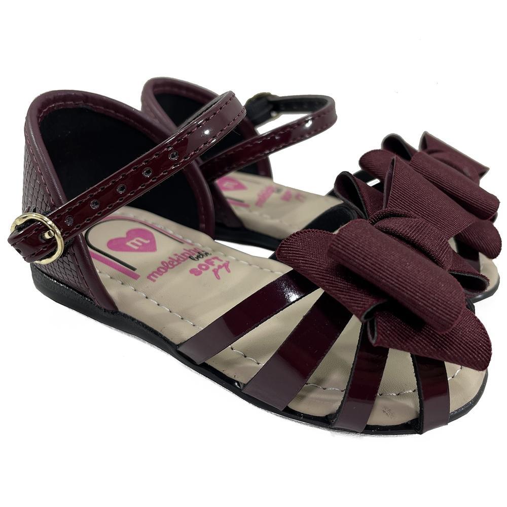 Sandália Infantil Molekinha Tiras Laço - Vinho - 1
