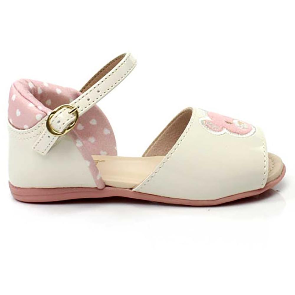 Sandália Infantil Molekinha Ursinho Menina - Creme e Rosa - 2