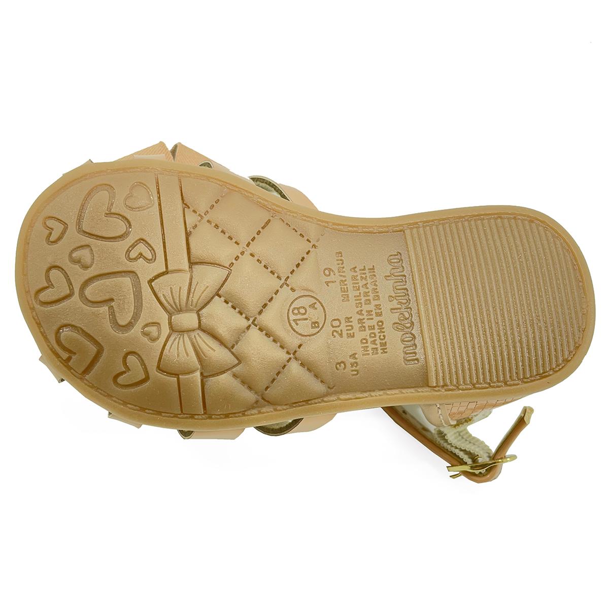 Sandália Infantil Molekinha Tiras Laço - Nude - 1