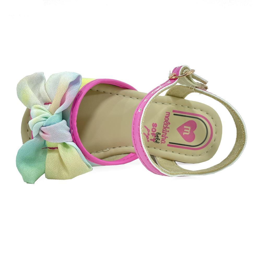 Sandália Infantil Molekinha Laço Tecido Aquarela - Rosa - 3