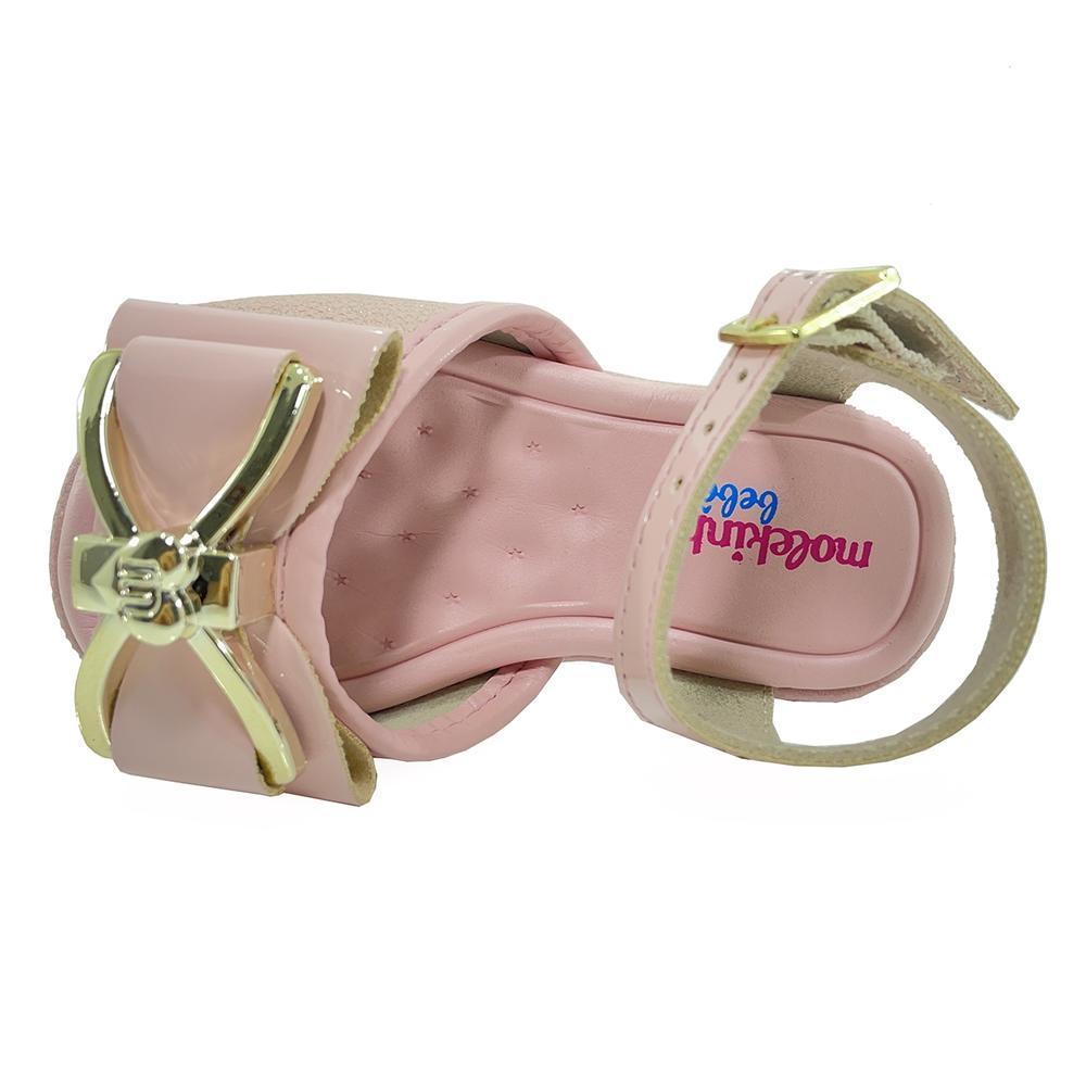 Sandália Infantil Molekinha Laço Metal Baby - Rosa - 3