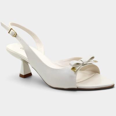 Sandália Casteliê Slingback Bico Fino Laço Feminina - Off White