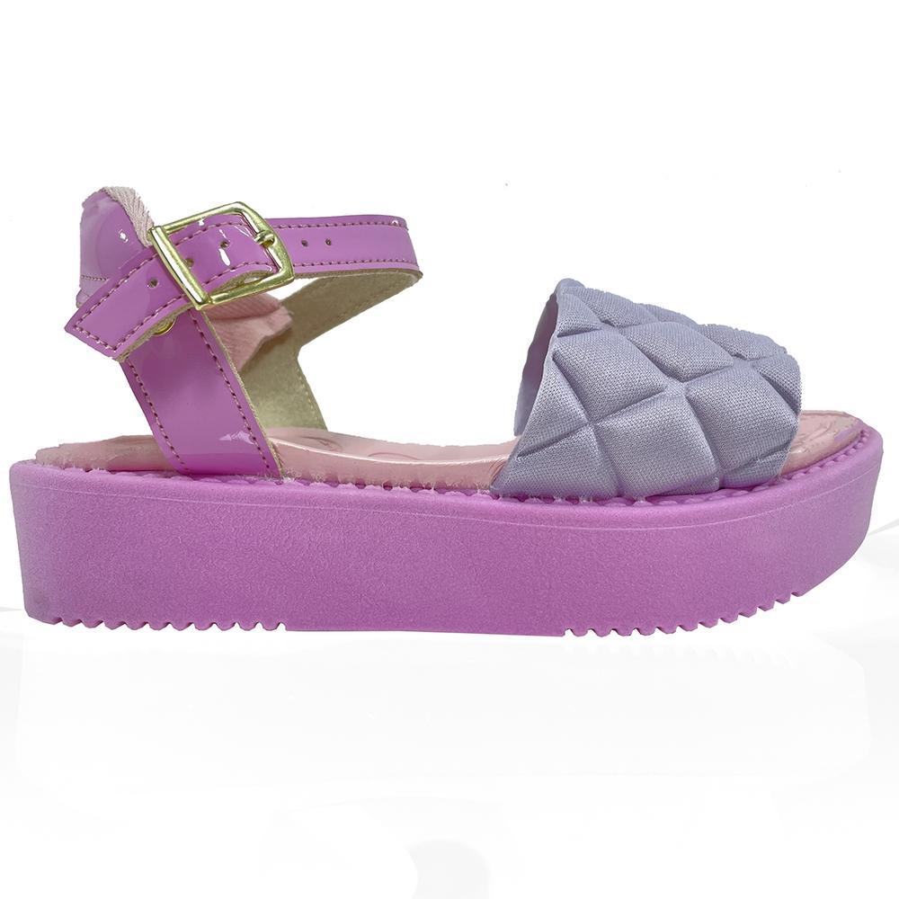 Sandália Infantil Molekinha Flatform Matelassê - Rosa e Lilás - 2