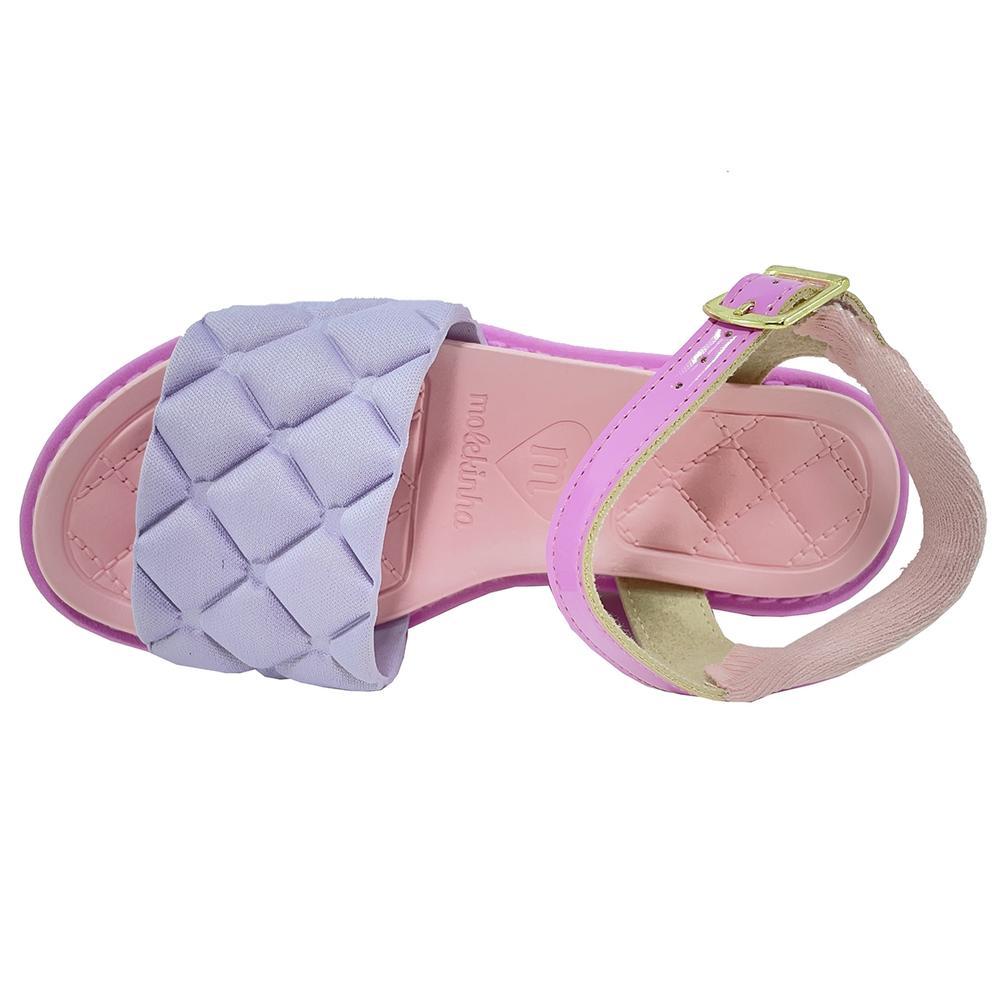 Sandália Infantil Molekinha Flatform Matelassê - Rosa e Lilás - 3