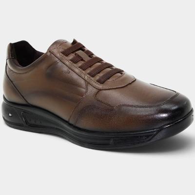 Sapato Casual Jota Pe Couro Soft 3D Evolution Masculino - Marrom Escuro