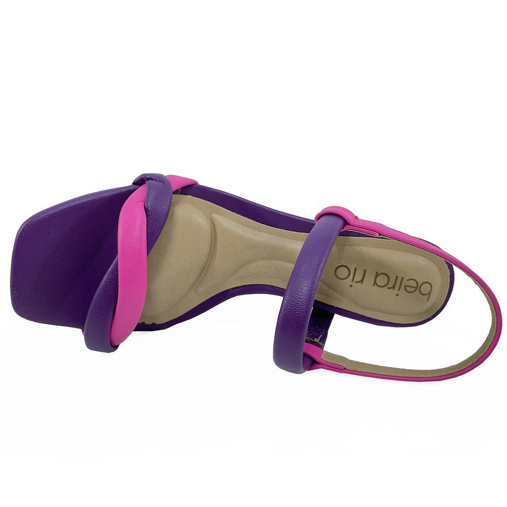 Sandália Beira Rio Tiras Salto Bloco - Violeta e Rosa - 3