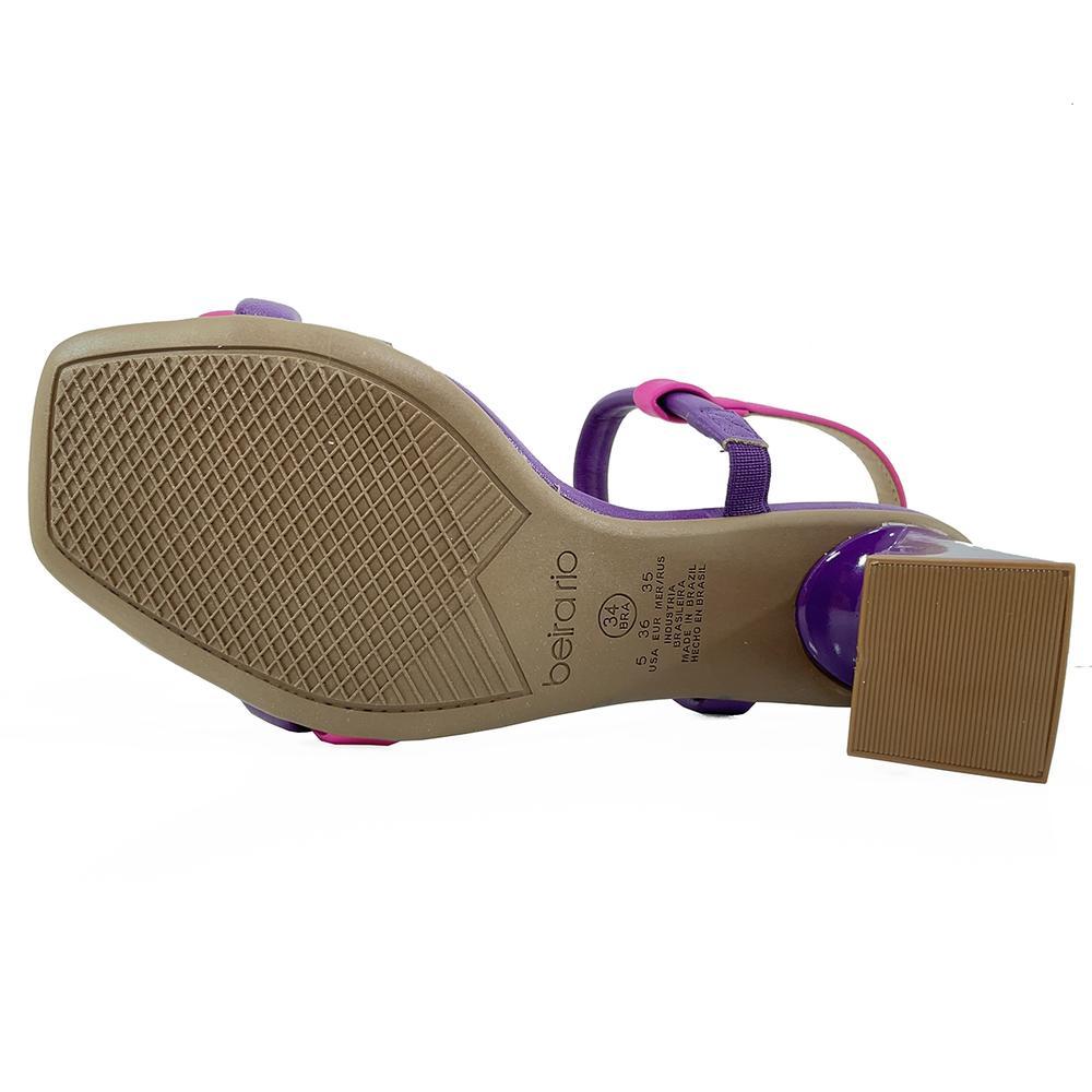 Sandália Beira Rio Tiras Salto Bloco - Violeta e Rosa - 5
