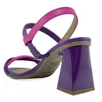 Sandália Beira Rio Tiras Salto Bloco - Violeta e Rosa