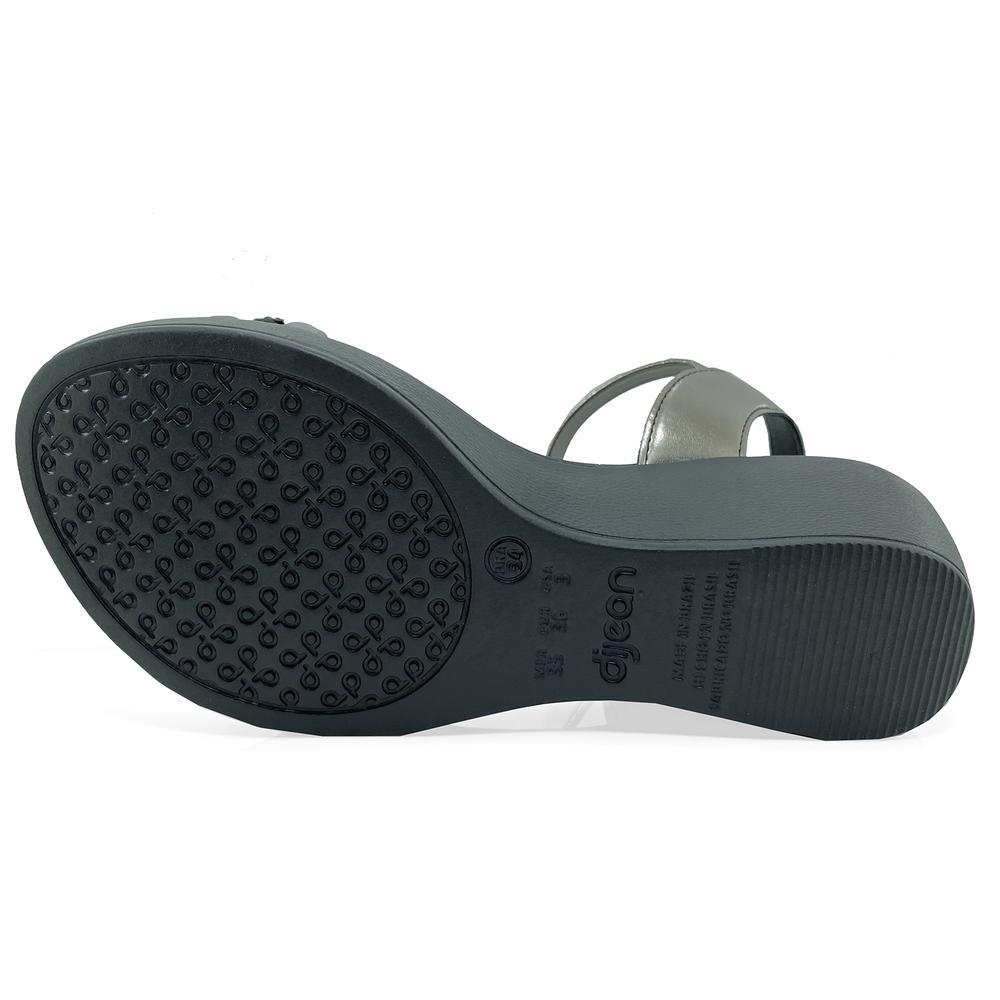 Sandália Anabela Dijean Tiras Strass Anatômica - Preto - 5