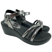 Sandália Anabela Dijean Tiras Strass Anatômica - Preto - 1