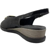 Sandália Anabela Baixa Piccadilly Metal Logo - Preto - 3