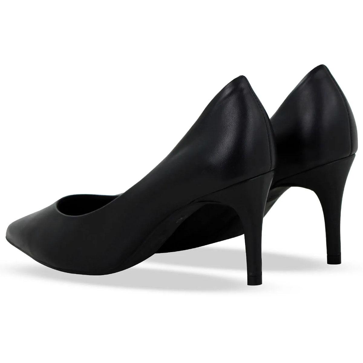Scarpin Couro Bottero Salto Alto Bico Fino Fosco Feminino - Preto - 1