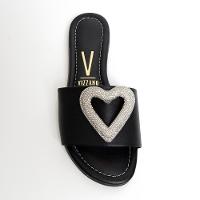 Rasteira Slide Vizzano Coração Strass Feminina - Preto - 3