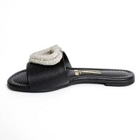 Rasteira Slide Vizzano Coração Strass Feminina - Preto