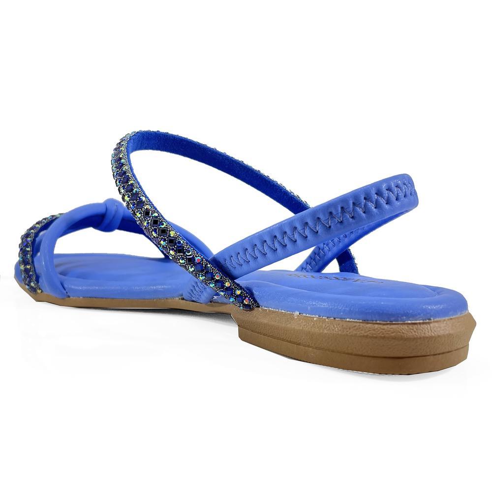 Rasteira Mississipi Tiras Strass Nó Feminina - Azul - 3