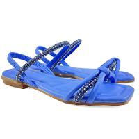 Rasteira Mississipi Tiras Strass Nó Feminina - Azul - 1