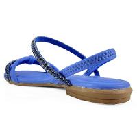 Rasteira Mississipi Tiras Strass Nó Feminina - Azul - 3