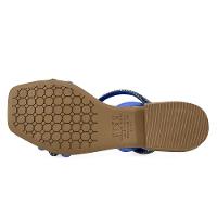 Rasteira Mississipi Tiras Strass Nó Feminina - Azul - 4