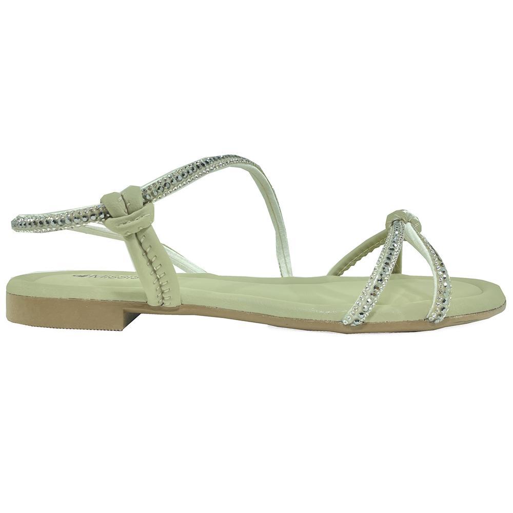 Rasteira Mississipi Tiras Strass Com Traseiro - Cinza Claro - 2