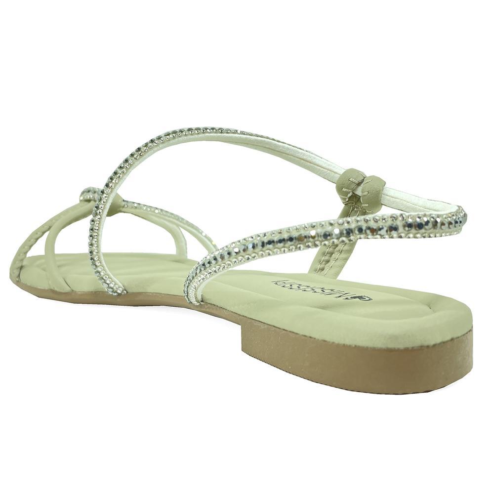 Rasteira Mississipi Tiras Strass Com Traseiro - Cinza Claro - 3