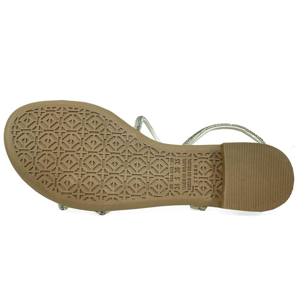 Rasteira Mississipi Tiras Strass Com Traseiro - Cinza Claro - 4