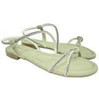 Rasteira Mississipi Tiras Strass Com Traseiro - Cinza Claro - 1