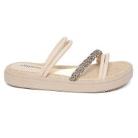 Rasteira Mississipi Flatform Pedraria Calce Fácil - Bege Claro - 2