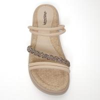 Rasteira Mississipi Flatform Pedraria Calce Fácil - Bege Claro - 3