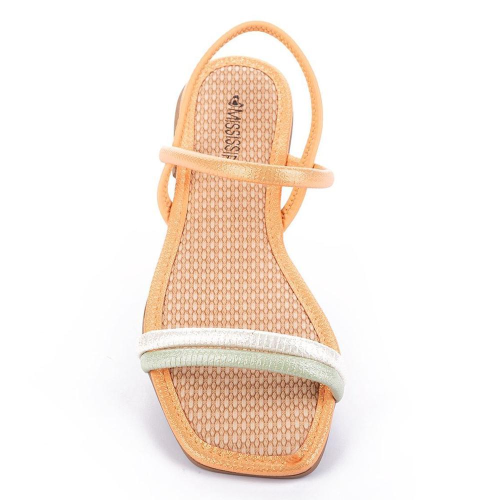 Rasteira Mississipi Com Brilhos Tiras Calce Fácil - Laranja - 3