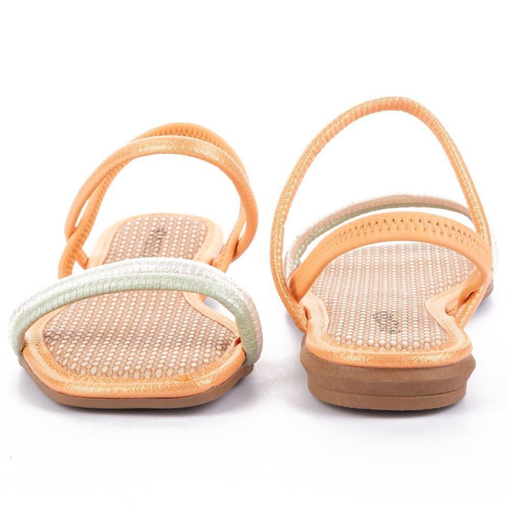 Rasteira Mississipi Com Brilhos Tiras Calce Fácil - Laranja - 4