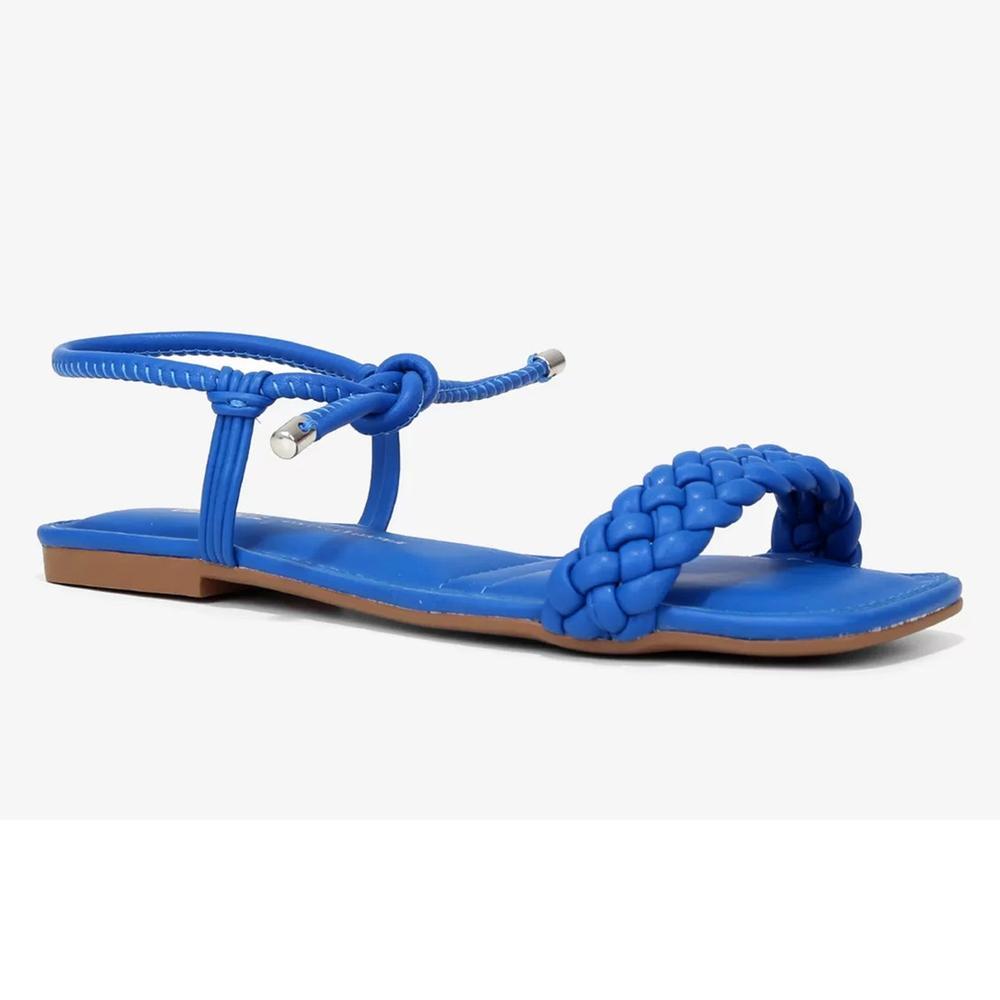 Rasteira Dakota Tramada Amarração Feminina - Azul - 1