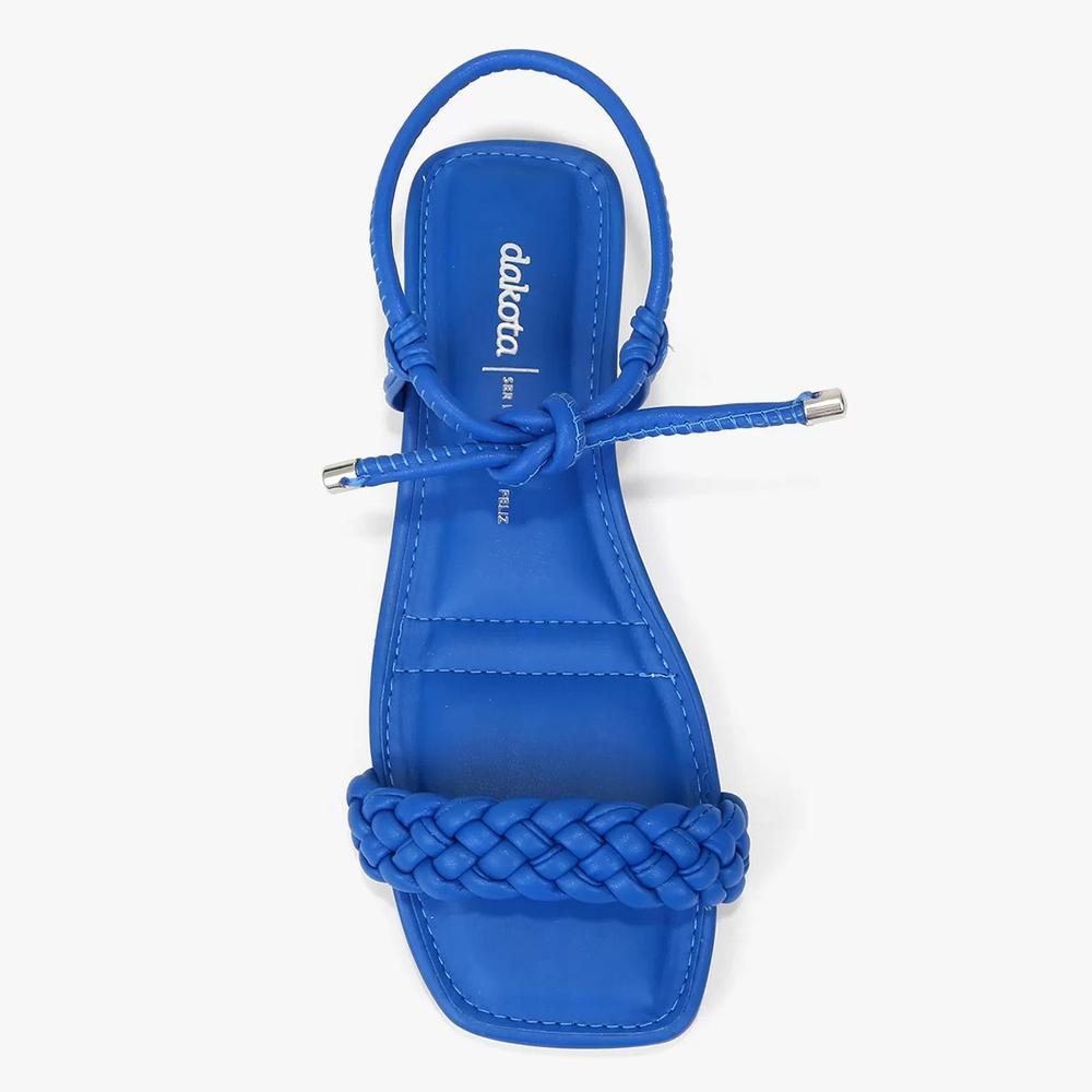 Rasteira Dakota Tramada Amarração Feminina - Azul - 3