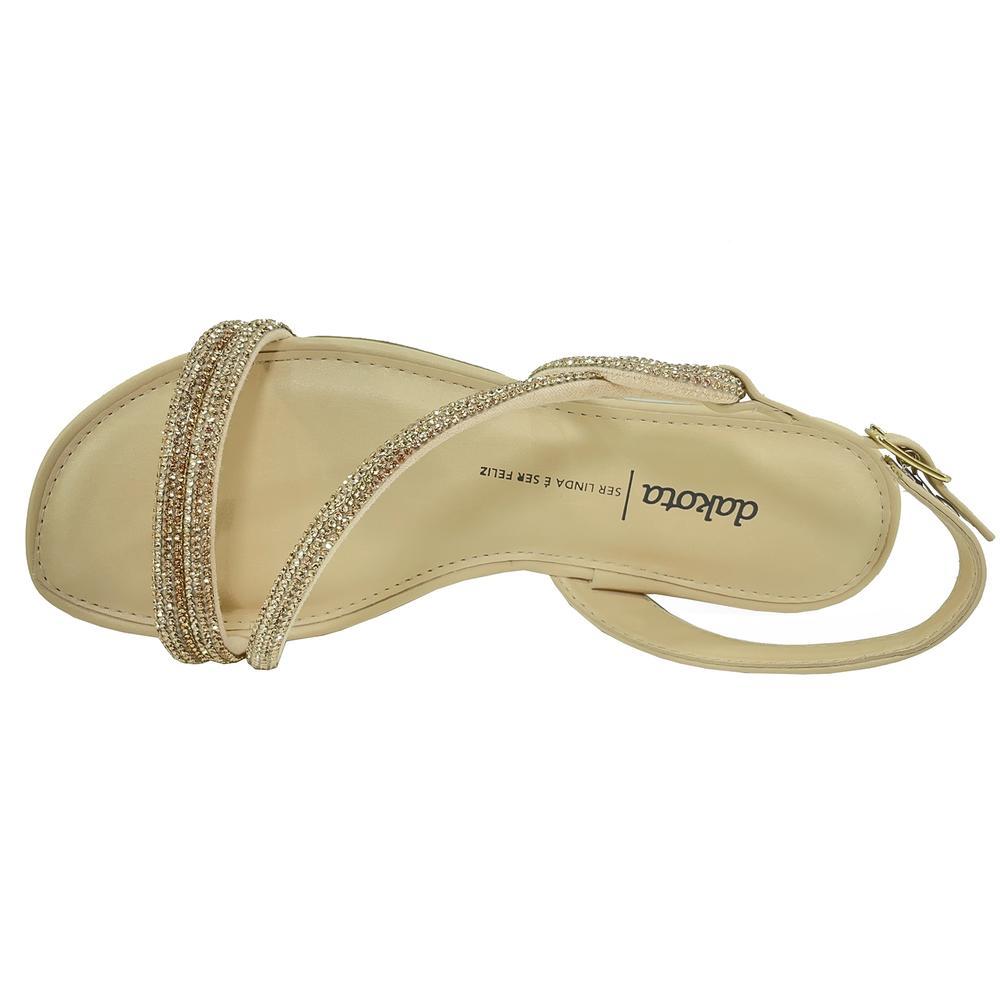 Rasteira Dakota Strass Com Traseiro Feminina - Bege - 3