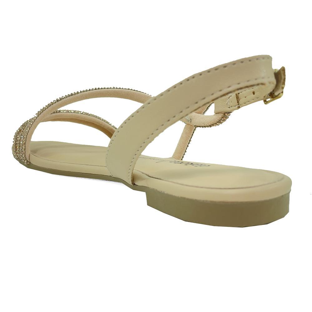 Rasteira Dakota Strass Com Traseiro Feminina - Bege - 4