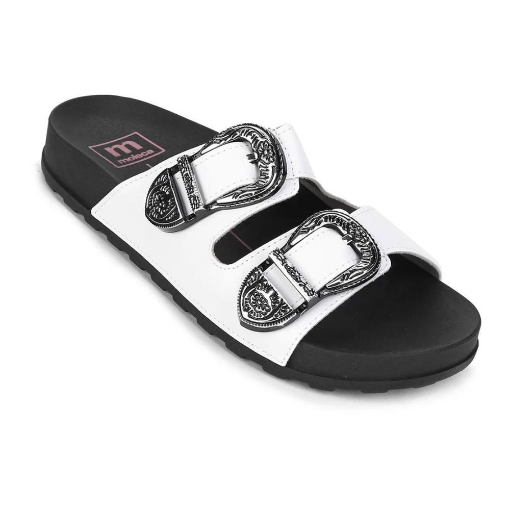 Rasteira Birken Moleca Metal Fivelas - Branco - 2