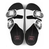 Rasteira Birken Moleca Metal Fivelas - Branco - 1
