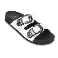 Rasteira Birken Moleca Metal Fivelas - Branco - 2