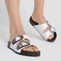 Rasteira Birken Moleca Metal Fivelas - Branco - 3