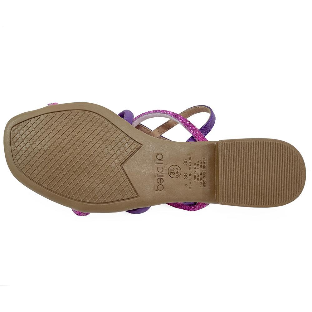 Rasteira Beira Rio Flat Tiras Strass Com Traseiro - Rosa e Violeta - 5