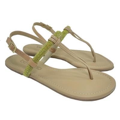 Rasteira Beira Rio Flat Strass Colorido - Bege