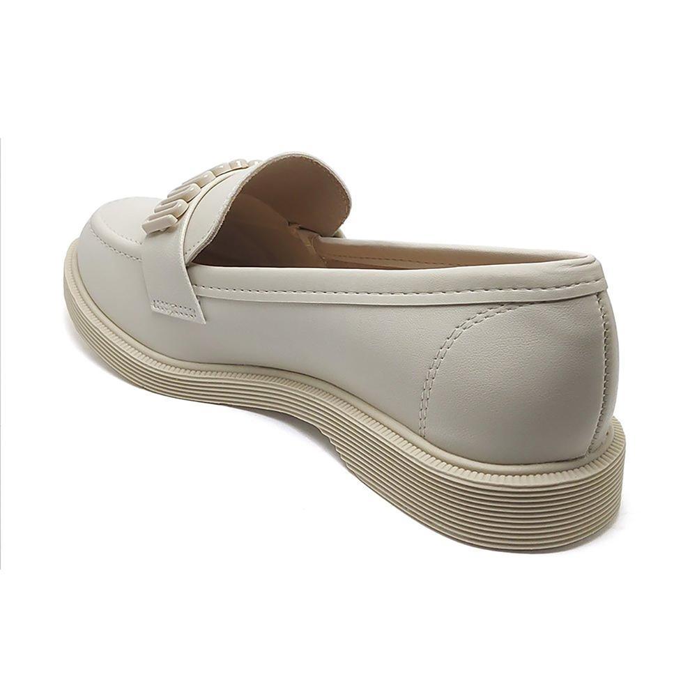 Mocassim Moleca Loafer Feminino - Branco - 4