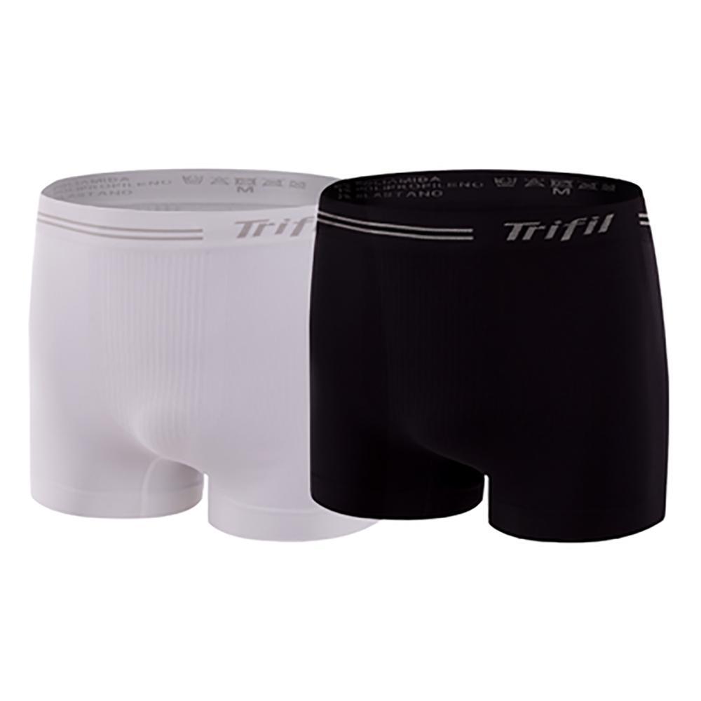 Kit 2 Cuecas Boxer Trifil Sem Costura Elástico Masculina - Preto e Branco - 1
