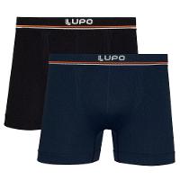 Kit 2 Cuecas Boxer Lupo Microfibra Sem Costura - Marinho e Preto - 1