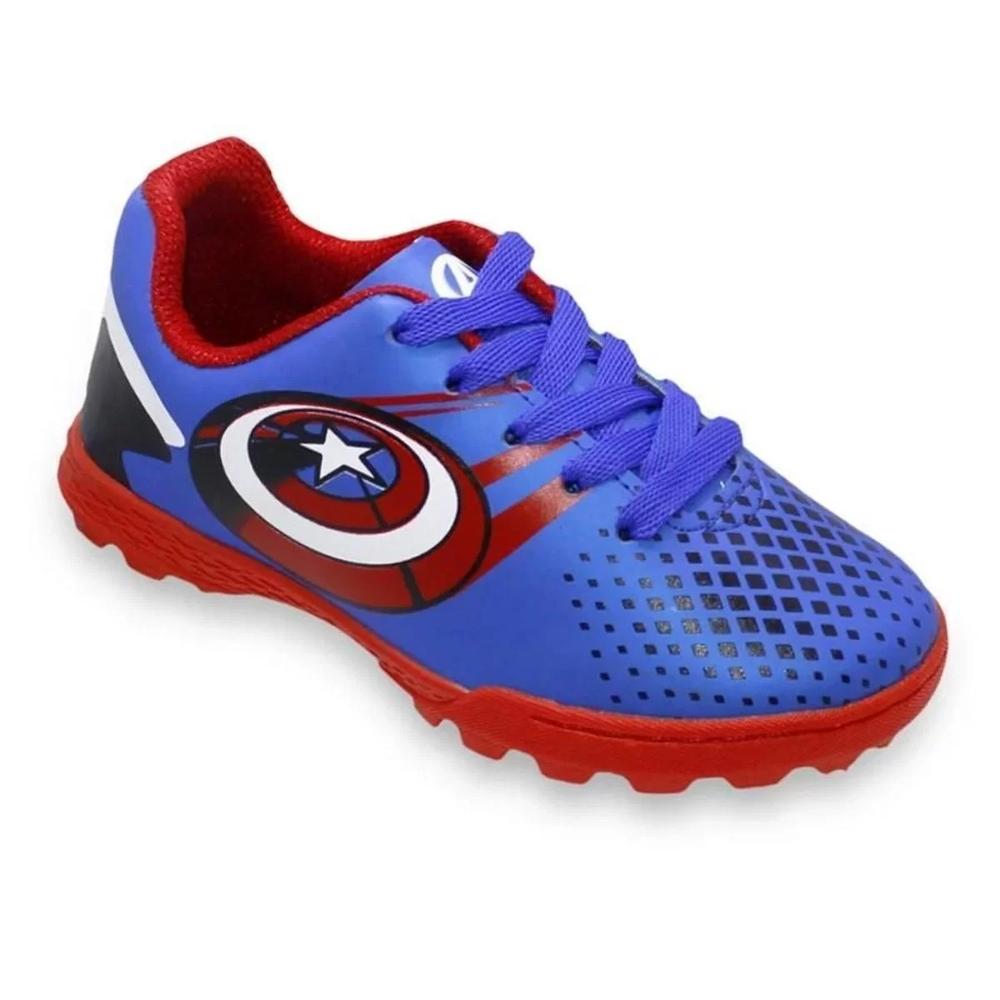 Chuteira Infantil Society Dray Marvel Capitão América - Vermelho e Azul - 1