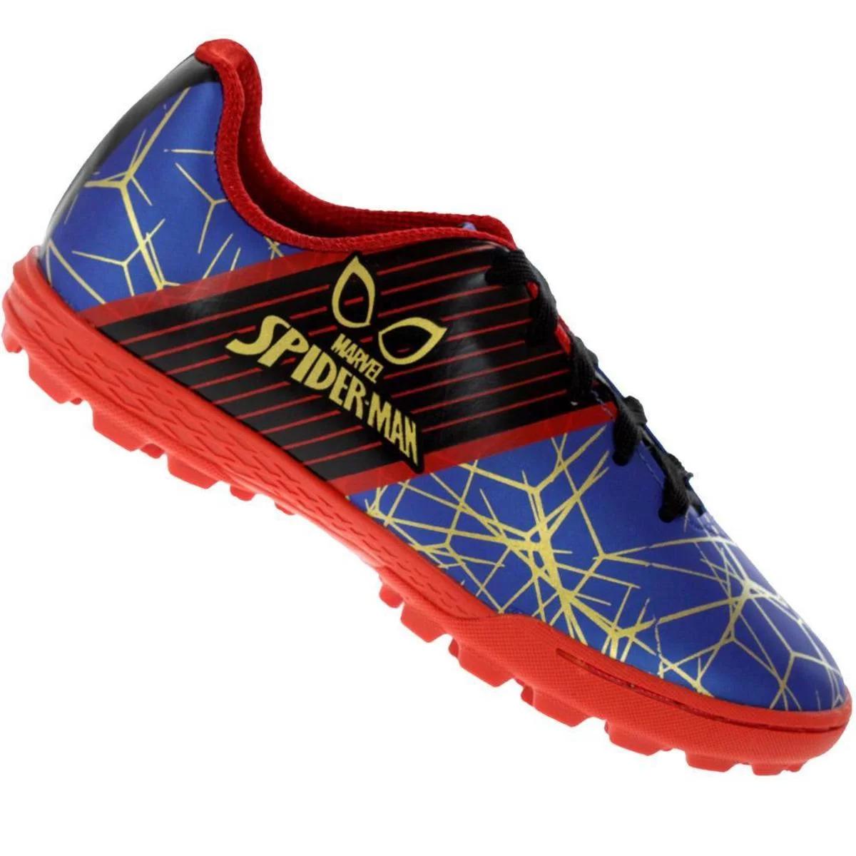 Chuteira Infantil Society Dray Marvel Homem Aranha - Marinho e Dourado - 1