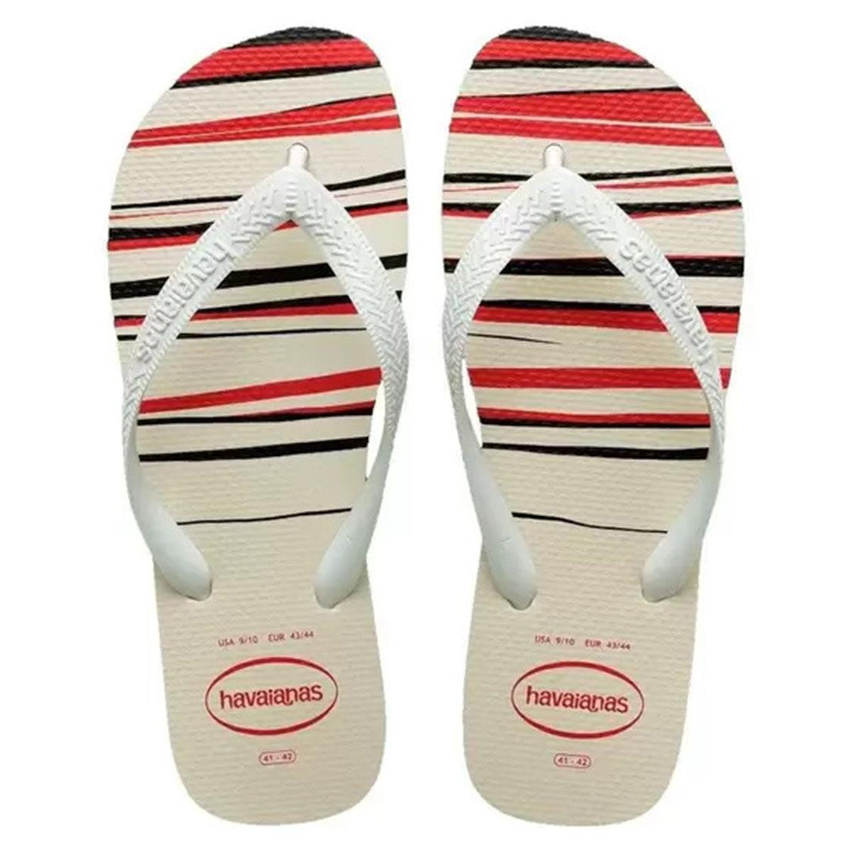 Chinelo Havaianas Top Basic Masculino - Branco e Vermelho - 1