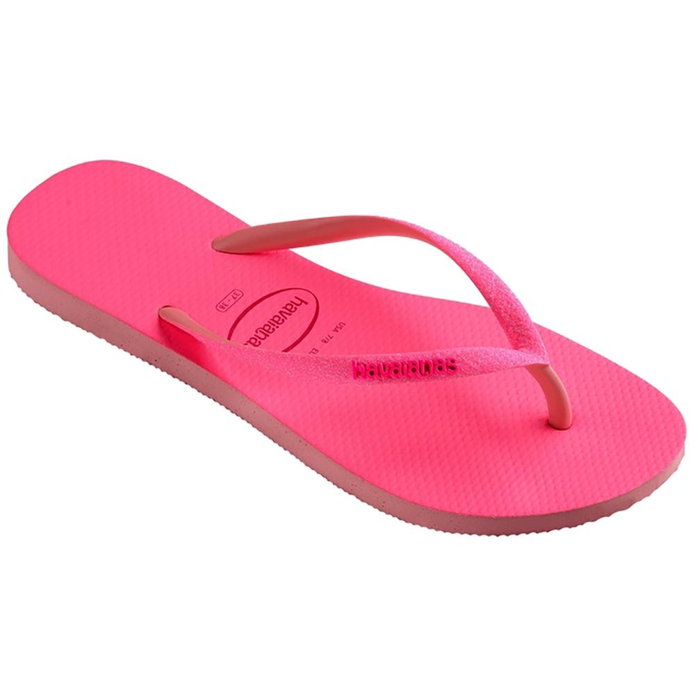 Chinelo Havaianas Slim Glitter Neon Feminino - Rosa - 2