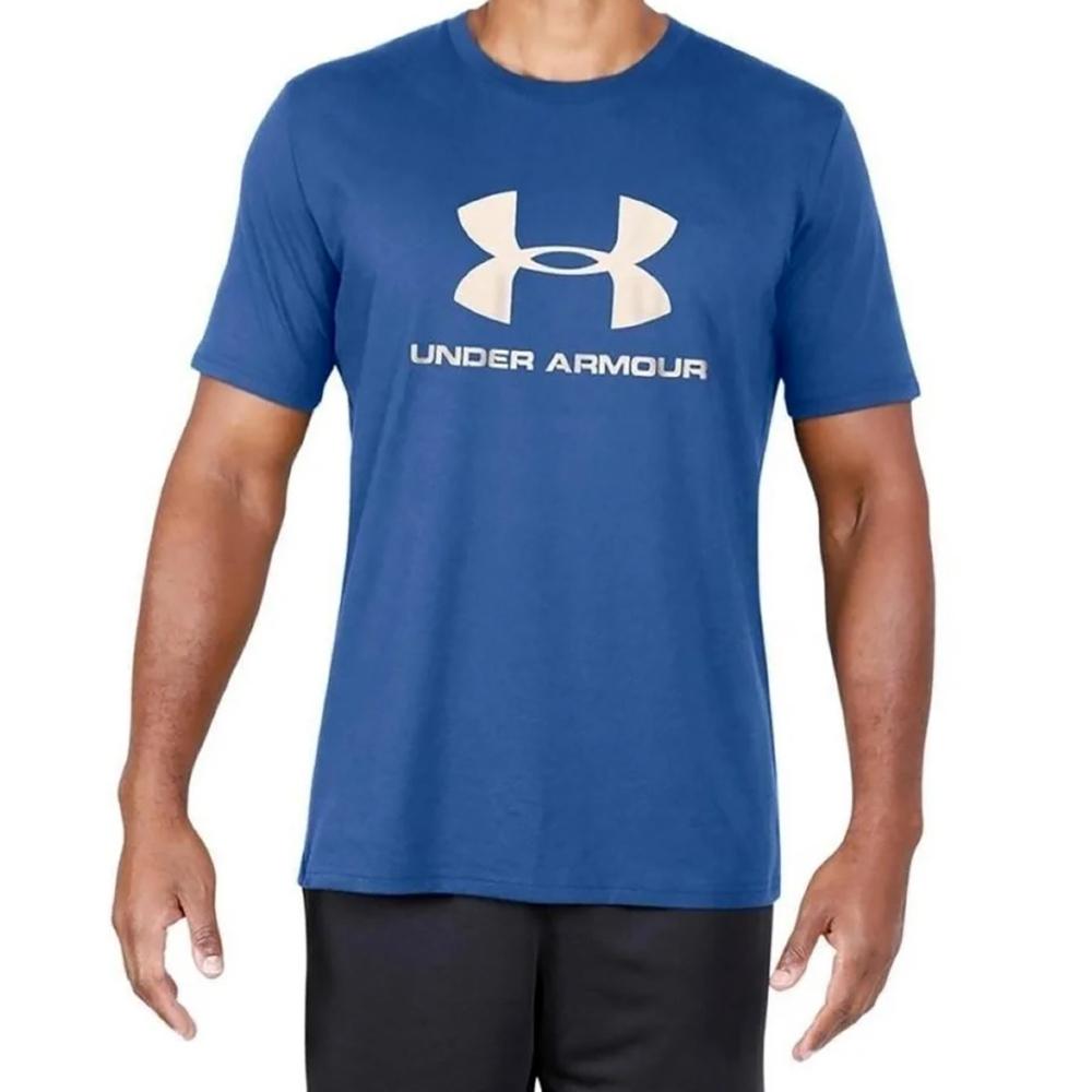 Camiseta Under Armour Sportstyle Logo Masculina - Azul e Branco - 3
