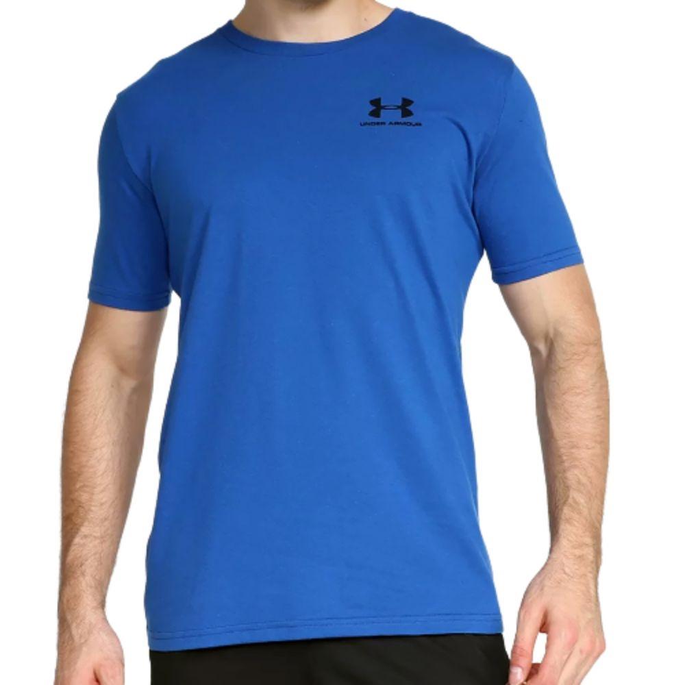 Camiseta Under Armour Sportstyle Left Masculina - Azul e Chumbo - 1